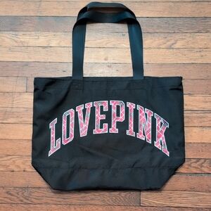 PINK Victoria's Secret Black Tote with Red Lettering
